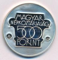 1985. 500Ft Ag "Kulturális fórum" kapszulában T:AU (eredetileg PP) patina Adamo EM99