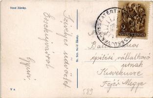 Érsekújvár, Nové Zámky; részletek, iskola / multi-view postcard, school + "1938 Érsekújvár viss...