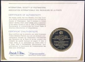 USA 1976. "Függetlenség" a Postamesterek gondozásában kiadott Ag emlékérem 20g érmés, bély...