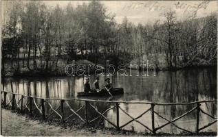 1915 Előpatak-gyógyfürdő, Valcele; Csolnakázó tó. Binder Jakab kiadása / lake