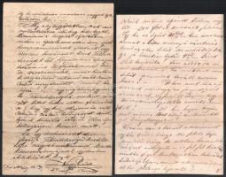 1872-1873 Nagy Sándor I. oszt. távirdatiszt 4 db kézzel írt levele: három szerelmének, (nemes) lülei...