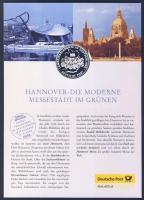Németország 2000. "Hannover" Ag (999) emlékérem 15g kisalakú emlékíven, elsőnapi bélyegzős...