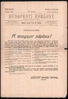 1919 augusztus 8. A Budapesti Közlöny. 71. száma román cenzúrával, benne József főherceg A magyar néphez szóló hirdetményével a Friedrich kormány kinevezésével