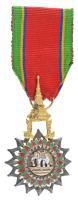 Thaiföld DN "Fehér Elefánt Rend, Tagsági fokozat (5. osztály)" részben aranyozott, zománcozott kitüntetés mellszalagon T:XF kopott aranyozás Thailand ND "Order of the White Elephant, Badge of the Member (5th Class)" partially gilt, enamelled decoration with ribbon C:XF worn gilt