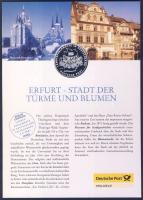 Németország 2001. "Erfurt" Ag (999) emlékérem 15g kisalakú emlékíven, elsőnapi bélyegzős b...