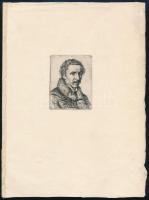 Marastoni József (1834-1895). Férfiportré, 1861. Rézkarc, papír, jelzett a karcon. 7,5x6 cm