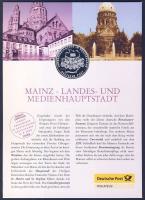 Németország 2000. "Mainz" Ag (999) emlékérem 15g kisalakú emlékíven, alkalmi bélyegzős bél...
