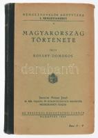 Kosáry Domokos: Magyarország története. Nemzetnevelők könyvtára I. Nemzetismeret 4. Bp., 1943, Országos Közoktatási Tanács, 411+(1) p.+ 8 (kétoldalas) t.+ 2 (térképek) t.+ 3 (kihajtható genealógiai táblák) t. Kiadói félvászon-kötés, kopott borítóval, kissé laza fűzéssel.