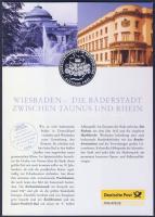 Németország 1999. "Wiesbaden" Ag (999) emlékérem 15g kisalakú emlékíven, alkalmi bélyegzős...