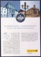 Németország 2000. "Saarbrücken" Ag (999) emlékérem 15g kisalakú emlékíven, alkalmi bélyegz...
