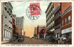 1929 Tulsa (Oklahoma), Boston Avenue south from Frisco-Santa Fe Station (wet damage)