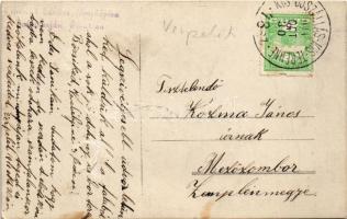 1911 Verpelét (Heves), Fő tér, főúr lovon falubeliekkel. Tihanyi Sándor fényképész, photo + "KI...