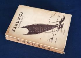 Radnóti Miklós (ford.):  Karunga, a holtak ura. Néger mesék. Utószó: Ortutay Gyula. (Budapest, 1944). Pharos Könyvkiadó (Hellas Irodalmi és Nyomdai Rt.) 262 + [2] p. Első kiadás. Kolofon: ,,E könyv 1944 tavaszán jelent meg [...] Tipográfiai elrendezését és borítólapját Csillag Vera tervezte. A fametszeteket Kaza György és Társa készítette&quot;. A kötet néger népmeséit Kende István válogatta, Radnóti Miklós fordította, könyvdíszeit Csillag Vera rajzolta. Példányunk fűzése az első borítónál enyhén meglazult. Fűzve, enyhén sérült gerincű, illusztrált, enyhén foltos kiadói borítóban. Jó példány.