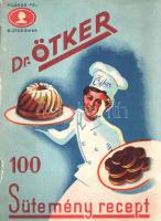 Dr. Ötker [Oetker] 100 sütemény receptje. (Budapest), [1947]. Dr. Ötker A. Kft. (Révai ny.) 48 p. Első kiadás. Oldalszámozáson belül szövegközti illusztrációkkal gazdagon illusztrált süteményes receptkönyv. Első nyolc oldalán süteménykészítési eljárások, majd süteményreceptek. Számos színes képpel. Horváth 1296. Fűzve, színes, illusztrált kiadói borítóban. Jó példány.