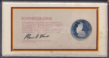 NSZK 1974. "25 éves az NSZK" Ag 25,3g emlékérem megcímzett érmés borítékon elsőnapi bélyeg...