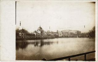 ~1910 Budapest XIV. Városligeti tó a Korcsolyacsarnokkal. photo (fl)