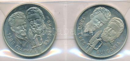 1981. 100Ft Cu-Ni-Zn + Bulgária 5L Cu-Ni-Zn "Bulgária 1300 éves" magyar-bolgár közös kiadás, eredeti tokban, tanúsítvánnyal T:PP homályos