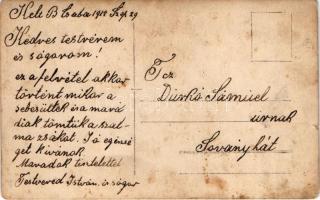 1914 Békéscsaba, sérült magyar katonák szalmazsák tömés közben. photo (fl)