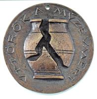 ~1970. &quot;Úttörők a múzeumért&quot; egyoldalas, öntött bronz emlékérem, lyukkal, hátoldalán &quot;1&quot; beütéssel (74mm) T:XF