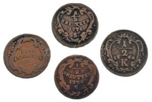 Ausztria 1764-1776S 1/2kr Cu "Mária Terézia" (2xklf) + 1774S-1776. 1/2kr Cu "Lotharin...