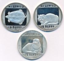 1985. 200Ft Ag (3xklf) "Természetvédelem - Mocsári Teknős, Vadmacska, Vidra", kapszulában ...