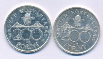 1992. 200Ft Ag "MNB" (2x) T:AU,XF Adamo F13