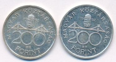 1992. 200Ft Ag "MNB" (2x) T:AU,XF patina
Adamo F13