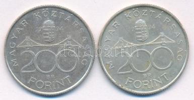 1994. 200Ft Ag "Deák" (2x) T:AU,XF kis patina
Adamo F13.1