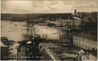 Constantinople, Istanbul; Panorama de l'Arsenal / general view, harbour, port, photo