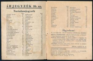 cca 1930 ,,Az arab fiuhoz!", Meinl Gyula R.T. 36. sz. árjegyzék, tűzött papírkötés, kissé sérül...
