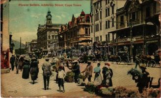 1918 Cape Town, Flower Sellers, Adderley Street, tram, shops (fa)