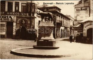 Bucharest, Bukarest, Bucuresti, Bucuresci; Statuia Lupoaica / monument, shops