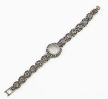 Ezüst (Ag) karóra tok ezüst (Ag) szíjjal, berakásokkal, bruttó: 30g