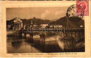 1911 Torino, Turin; Ponte Vittorio Emanuele I, Chiesa della Gran Madre di Dio / bridge, church (EK)