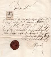 1859 Pest, vasúti állomásfőnök által kiállított bizonyítvány Milits Ferenc (Franz Milits) részére, n...