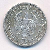 Német Harmadik Birodalom 1936E 5M Ag "Paul von Hindenburg" T:XF ph., patina
German Third ...