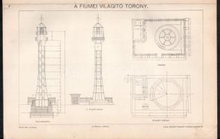 cca 1900 Fiume és kikötője térképe, 1:11.520, Posner Károly Lajos és Fia, Pallas Nagy Lexikona mellé...