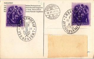 Budapest V. A Takarékosság palotája, Magyar királyi Posta Takarékpénztár székháza, villamos, automob...