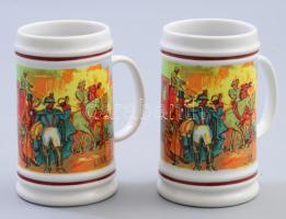 Hollóházi és Alföldi 4 darab korsó, aljukon Magyar Posta megjelöléssel, m: 11-16 cm