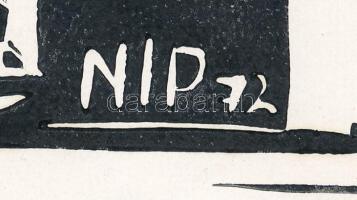 Nolipa István Pál (1907-1986): Feljárók (Budapesti aluljáró), 1972. Linómetszet, papír. Jelzett a me...