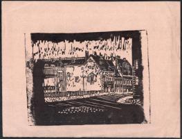 Nolipa István Pál (1907-1986): Utcarészlet, 1973. Linómetszet, papír. Jelzett a metszeten. Lapszéli ...
