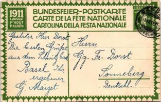 1911 August 1. - Bundesfeier-Postkarte. Graph. Anstalt J.E. Wolfensberger / Swiss propaganda art s: ...