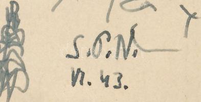 Nolipa István Pál (1907-1986): Szilágyi-telep (Szigethalom), vasúti sorompó, 1943. Tus, papír. Jelze...