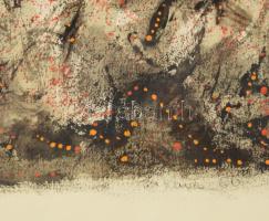 Kardos János (1946-2018): Kompozíció (kétoldalas mű), 1986. Vegyes technika, papír. Jelezve jobbra l...