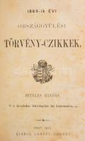 1869-ik évi törvény czikkek. Bp., 1870 Lampel. 456p. Kiadói vaknyomott egészvászon kötésben