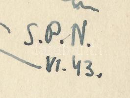 Nolipa István Pál (1907-1986): Szigethalom-alsó (állomás?), 1943. Tus, papír. Jelzett. 22x20,5 cm