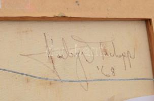 Stanley Donald Tschopp (1935-): Kígyózó formák, 1968. Olaj, vászon, jelzett a hátoldalán. 52x67 cm. ...