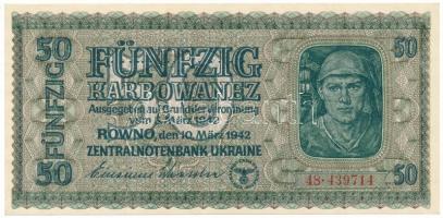 Ukrajna / Német megszállás 1942. 50K "48 439714" T:AU Ukraine / German occupation 1942. 50 Karbowanez "48 439714" C:AU Krause 54