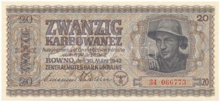 Ukrajna / Német megszállás 1942. 20K "34 066773" T:AU Ukraine / German occupation 1942. 20 Karbowanez "34 066773" C:AU Krause 53.
