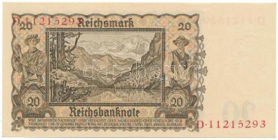 Német Harmadik Birodalom 1939. 20M T:AU German Third Reich 1939. 20 Reichsmark C:AU Krause P#185